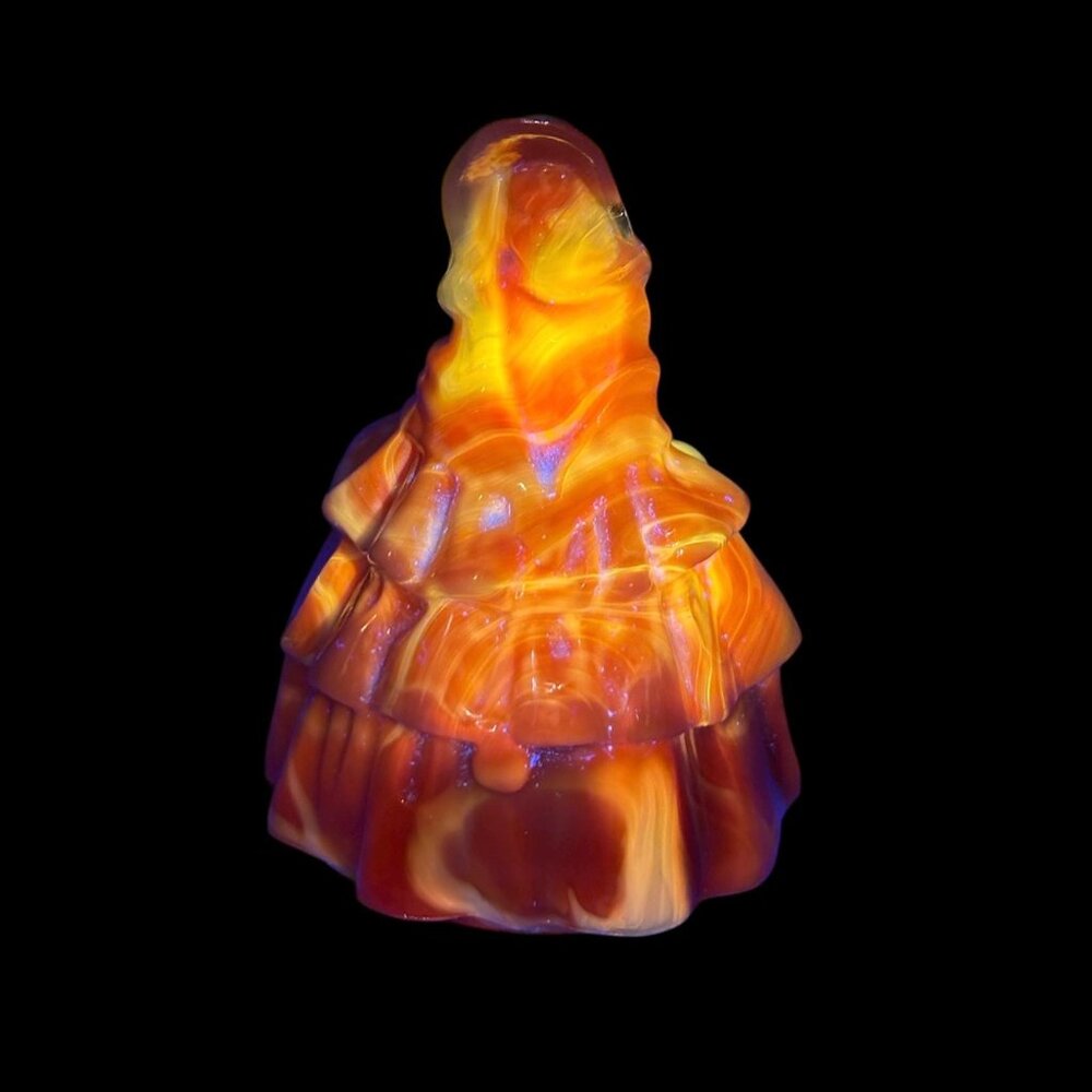 Boyd Art Glass Orange Slag Colonial Southern Belle Louise | UV Glow Cadmium